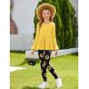 Arshiner Girls 2 Piece Clothing Set Floral Ruffle Hem Bell Sleeve Top and Leggings Fall Winter Outfits for 2-10 Years(Sunflower)