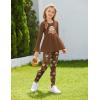 Arshiner Girls 2 Piece Clothing Set Floral Ruffle Hem Bell Sleeve Top and Leggings Fall Winter Outfits for 2-10 Years(Teddy)