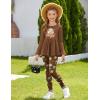 Arshiner Girls 2 Piece Clothing Set Floral Ruffle Hem Bell Sleeve Top and Leggings Fall Winter Outfits for 2-10 Years(Teddy)