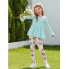 Arshiner Girls 2 Piece Clothing Set Floral Ruffle Hem Bell Sleeve Top and Leggings Fall Winter Outfits for 2-10 Years(White Floral)