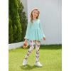 Arshiner Girls 2 Piece Clothing Set Floral Ruffle Hem Bell Sleeve Top and Leggings Fall Winter Outfits for 2-10 Years(White Floral)