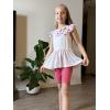 Arshiner Girls 2 Piece Outfit Ruffle Sleeve Peplum Top And Biker Shorts Lightweight Breathable Summer Clothing Set(Floral Print)