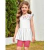 Arshiner Girls 2 Piece Outfit Ruffle Sleeve Peplum Top And Biker Shorts Lightweight Breathable Summer Clothing Set(Floral Print)