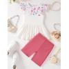 Arshiner Girls 2 Piece Outfit Ruffle Sleeve Peplum Top And Biker Shorts Lightweight Breathable Summer Clothing Set(Floral Print)