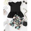 Arshiner Girls 2 Piece Outfit Ruffle Sleeve Peplum Top And Biker Shorts Lightweight Breathable Summer Clothing Set(Hawaiian Flower)