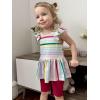Arshiner Girls 2 Piece Outfit Ruffle Sleeve Peplum Top And Biker Shorts Lightweight Breathable Summer Clothing Set(Multicolor)