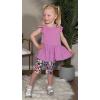 Arshiner Girls 2 Piece Outfit Ruffle Sleeve Peplum Top And Biker Shorts Lightweight Breathable Summer Clothing Set(Purple Flower)