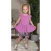 Arshiner Girls 2 Piece Outfit Ruffle Sleeve Peplum Top And Biker Shorts Lightweight Breathable Summer Clothing Set(Purple Flower)