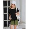 Arshiner Girls 2 Piece Outfit Summer Short Sleeve Loose Fit T-Shirt and Shorts Set Casual Activewear High-Low Hem Sweatshirt(Black Green)