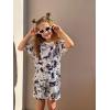 Arshiner Girls 2 Piece Outfit Summer Short Sleeve Loose Fit T-Shirt and Shorts Set Casual Activewear High-Low Hem Sweatshirt(Black Tie Dye)