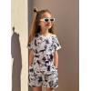 Arshiner Girls 2 Piece Outfit Summer Short Sleeve Loose Fit T-Shirt and Shorts Set Casual Activewear High-Low Hem Sweatshirt(Black Tie Dye)