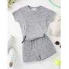 Arshiner Girls 2 Piece Outfit Summer Short Sleeve Loose Fit T-Shirt and Shorts Set Casual Activewear High-Low Hem Sweatshirt(Grey)