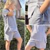 Arshiner Girls 2 Piece Outfit Summer Short Sleeve Loose Fit T-Shirt and Shorts Set Casual Activewear High-Low Hem Sweatshirt(Grey)