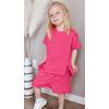 Arshiner Girls 2 Piece Outfit Summer Short Sleeve Loose Fit T-Shirt and Shorts Set Casual Activewear High-Low Hem Sweatshirt(Hot Pink)