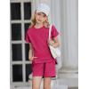 Arshiner Girls 2 Piece Outfit Summer Short Sleeve Loose Fit T-Shirt and Shorts Set Casual Activewear High-Low Hem Sweatshirt(Hot Pink)