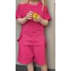 Arshiner Girls 2 Piece Outfit Summer Short Sleeve Loose Fit T-Shirt and Shorts Set Casual Activewear High-Low Hem Sweatshirt(Hot Pink)
