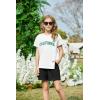 Arshiner Girls 2 Piece Outfit Summer Short Sleeve Loose Fit T-Shirt and Shorts Set Casual Activewear High-Low Hem Sweatshirt(Letter Ca)