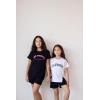Arshiner Girls 2 Piece Outfit Summer Short Sleeve Loose Fit T-Shirt and Shorts Set Casual Activewear High-Low Hem Sweatshirt(Letter La)