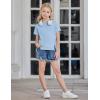 Arshiner Girls 2 Piece Outfit Summer Short Sleeve Loose Fit T-Shirt and Shorts Set Casual Activewear High-Low Hem Sweatshirt(Lgiht Blue)