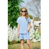 Arshiner Girls 2 Piece Outfit Summer Short Sleeve Loose Fit T-Shirt and Shorts Set Casual Activewear High-Low Hem Sweatshirt(Lgiht Blue)