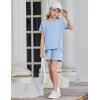 Arshiner Girls 2 Piece Outfit Summer Short Sleeve Loose Fit T-Shirt and Shorts Set Casual Activewear High-Low Hem Sweatshirt(Lgiht Blue)
