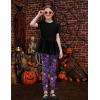Arshiner Girls 2 Piece Outfits Casual Clothing Sets Short Sleeve Mesh Hem Roundneck Tops and Leggings Pants 2-10 Years(Black&halloween)