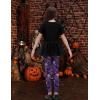 Arshiner Girls 2 Piece Outfits Casual Clothing Sets Short Sleeve Mesh Hem Roundneck Tops and Leggings Pants 2-10 Years(Black&halloween)