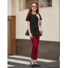 Arshiner Girls 2 Piece Outfits Casual Clothing Sets Short Sleeve Mesh Hem Roundneck Tops and Leggings Pants 2-10 Years(Black&red Checkboard)