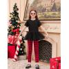 Arshiner Girls 2 Piece Outfits Casual Clothing Sets Short Sleeve Mesh Hem Roundneck Tops and Leggings Pants 2-10 Years(Black&red Checkboard)