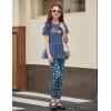 Arshiner Girls 2 Piece Outfits Casual Clothing Sets Short Sleeve Mesh Hem Roundneck Tops and Leggings Pants 2-10 Years(Navy Blue&print)