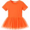 Arshiner Girls 2 Piece Outfits Casual Clothing Sets Short Sleeve Mesh Hem Roundneck Tops and Leggings Pants 2-10 Years(Orange&halloween)