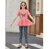 Arshiner Girls 2 Piece Outfits Casual Clothing Sets Short Sleeve Mesh Hem Roundneck Tops and Leggings Pants 2-10 Years(Pink&butterfly)