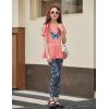 Arshiner Girls 2 Piece Outfits Casual Clothing Sets Short Sleeve Mesh Hem Roundneck Tops and Leggings Pants 2-10 Years(Pink&butterfly)