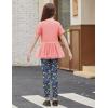 Arshiner Girls 2 Piece Outfits Casual Clothing Sets Short Sleeve Mesh Hem Roundneck Tops and Leggings Pants 2-10 Years(Pink&butterfly)