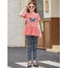 Arshiner Girls 2 Piece Outfits Casual Clothing Sets Short Sleeve Mesh Hem Roundneck Tops and Leggings Pants 2-10 Years(Pink&butterfly)