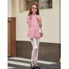 Arshiner Girls 2 Piece Outfits Casual Clothing Sets Short Sleeve Mesh Hem Roundneck Tops and Leggings Pants 2-10 Years(Pink&floral)