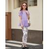 Arshiner Girls 2 Piece Outfits Casual Clothing Sets Short Sleeve Mesh Hem Roundneck Tops and Leggings Pants 2-10 Years(Purple&butterfly)
