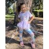 Arshiner Girls 2 Piece Outfits Casual Clothing Sets Short Sleeve Mesh Hem Roundneck Tops and Leggings Pants 2-10 Years(Purple&tie Dye)