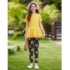 Arshiner Girls 2 Piece Outfits Casual Clothing Sets Short Sleeve Mesh Hem Roundneck Tops and Leggings Pants 2-10 Years(Yellow&sunflower)