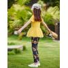 Arshiner Girls 2 Piece Outfits Casual Clothing Sets Short Sleeve Mesh Hem Roundneck Tops and Leggings Pants 2-10 Years(Yellow&sunflower)