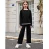 Arshiner Girl’s 2 Piece Outfits Long Sleeve Knit Pullover Sweater Tops Wide Leg Pants Casual Fall Sets Tracksuits(Black)