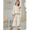 Arshiner Girl’s 2 Piece Outfits Long Sleeve Knit Pullover Sweater Tops Wide Leg Pants Casual Fall Sets Tracksuits(Light Brown)