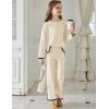 Arshiner Girl’s 2 Piece Outfits Long Sleeve Knit Pullover Sweater Tops Wide Leg Pants Casual Fall Sets Tracksuits(Light Brown)