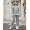 Arshiner Girl’s 2 Piece Outfits Long Sleeve Knit Pullover Sweater Tops Wide Leg Pants Casual Fall Sets Tracksuits(Light Gray)