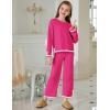 Arshiner Girl’s 2 Piece Outfits Long Sleeve Knit Pullover Sweater Tops Wide Leg Pants Casual Fall Sets Tracksuits(Rose Red)