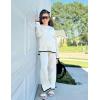 Arshiner Girl’s 2 Piece Outfits Long Sleeve Knit Pullover Sweater Tops Wide Leg Pants Casual Fall Sets Tracksuits(White)