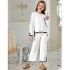 Arshiner Girl’s 2 Piece Outfits Long Sleeve Knit Pullover Sweater Tops Wide Leg Pants Casual Fall Sets Tracksuits(White)