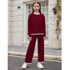 Arshiner Girl’s 2 Piece Outfits Long Sleeve Knit Pullover Sweater Tops Wide Leg Pants Casual Fall Sets Tracksuits(Wine Red)