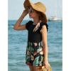 Arshiner Girls 2 Piece Outfits Summer Clothes Ruffle Short Sleeve Shirts Top and High Waist Paper Bag Shorts Set with Pockets(Black-hawaii Flower)