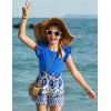 Arshiner Girls 2 Piece Outfits Summer Clothes Ruffle Short Sleeve Shirts Top and High Waist Paper Bag Shorts Set with Pockets(Blue-flower)